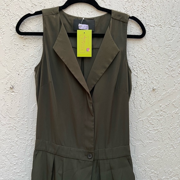 J crew army green trench sleeveless jumpsuit size 0 - Picture 5 of 8